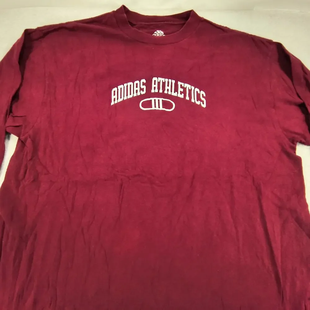 Adidas Athletics Graphic Crew Neck Long Sleeve T Shirt Mens Size Large L Red